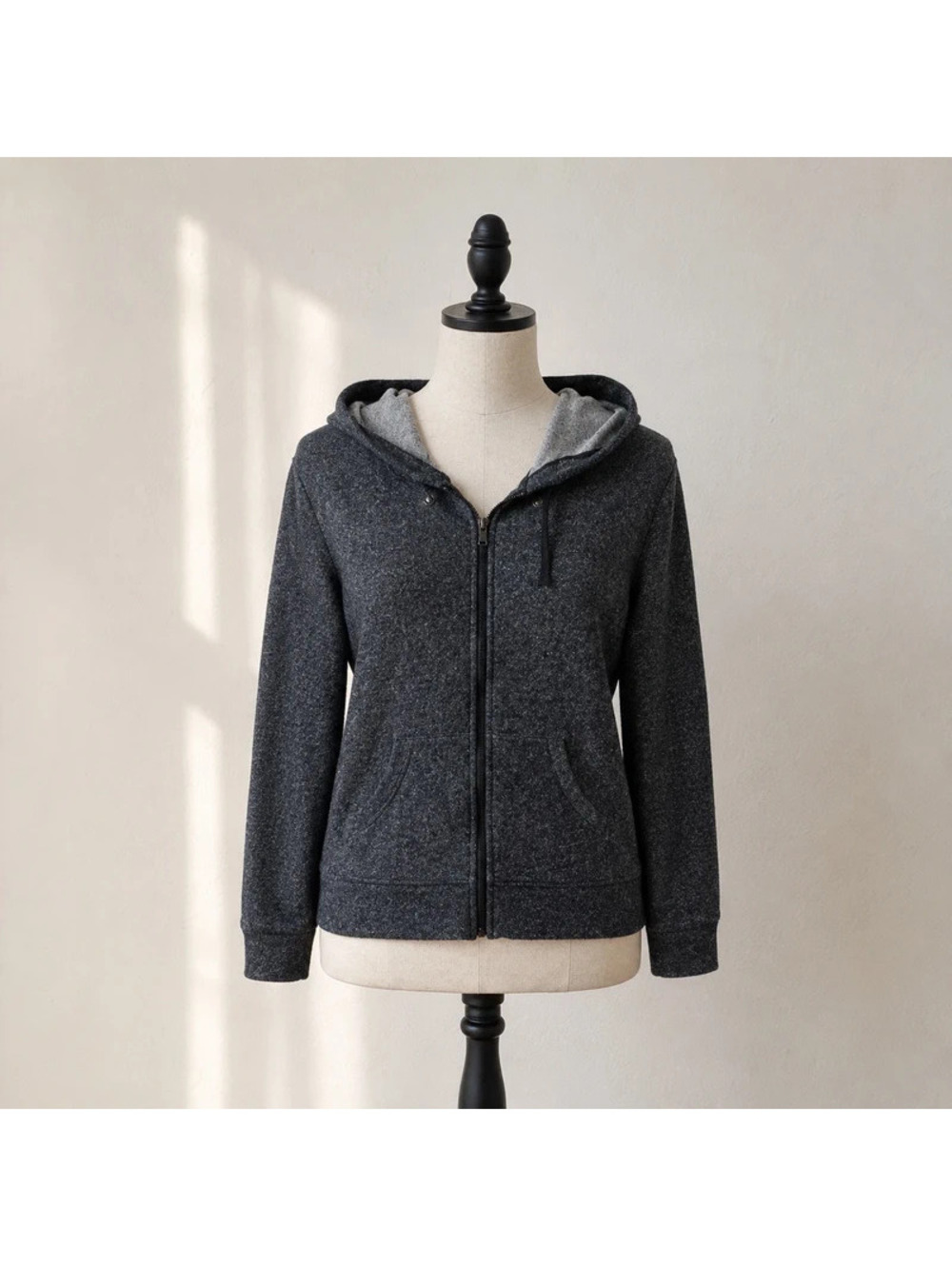 Vintage Cotton Gray Full Zip Hoodie Women S Terry Cloth Y2K Layering